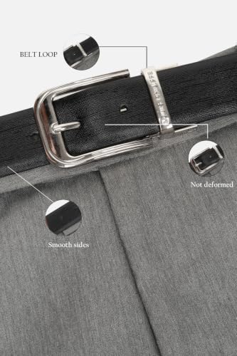 Image of Louis Philippe Men's 100% Italian Leather Shiny Nickel Buckle Formal Reversible Belt