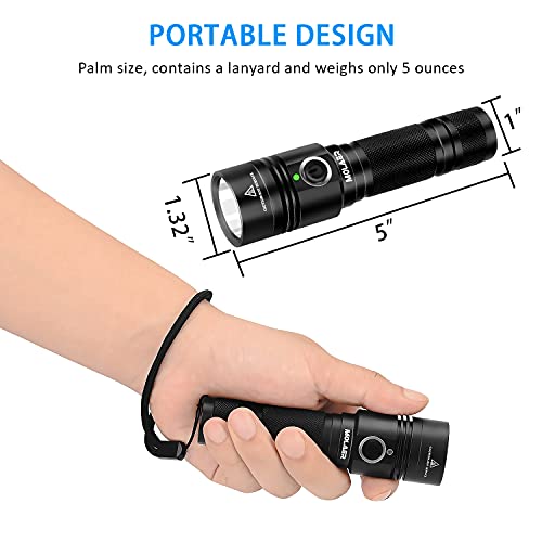 Molaer Rechargeable Flashlight, Super Bright Led Tactical Waterproof Torch, 1000 High Lumens 4 Light Modes For Camping, Hiking And Emergency #TOP4