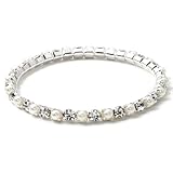 Silver White Pearl Stretch Bracelet