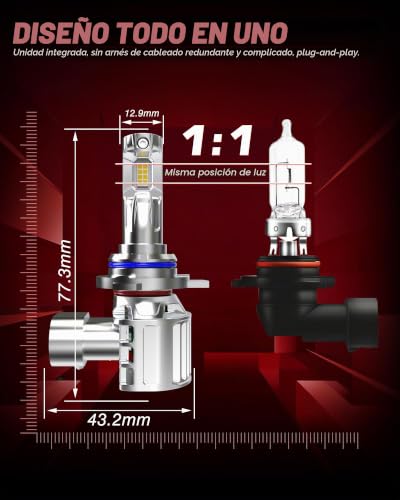 Bombilla HIR2 LED 9012 súper brillante 16000LM con haz ajustable de 360 grados 7