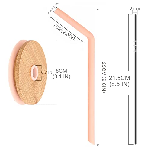 Anotion Mason Jar Lids With Straw Hole, 4 Large Mason Jar Lids, Reusable Bamboo Mason Jar Drinking Lids For Wide Mouth Mason Jar With 4 Reusable Straw For Coffee Boba Cup #TOP1