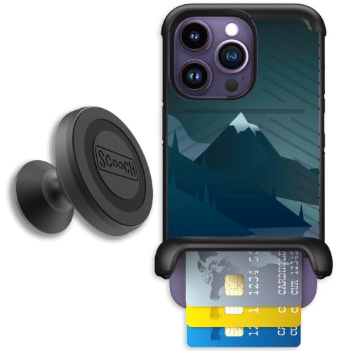 Scooch for iPhone 14 Pro Wallet Case Card Holder, Wingmate, Midnight Ridge