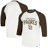 47 Brand MLB Men's Crescent Franklin Raglan Cream Arched Wordmark Primary Logo Baseball 3/4-Sleeve T-Shirt - San Diego Padres - Cream - Medium