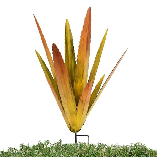 Arte de patio - Decoración de jardín | Decoración para patio | Escultura de planta de agave de metal con artesanía elegante, construcción colorida de hierro forjado, ideal para mujeres al aire libre o