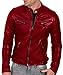 DECIMAL Men's Black & BROWN Genuine Lambskin Leather Biker Jacket VINTAGE REAL MOTORCYCLE JACKETS FOR MEN (3XL, RED)
