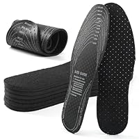 XINIFOOT 6 Pairs Anti Odour Shoe Insoles with Activated Charcoal for Odor Control, Double-Layer Latex Foam Perforated Comfort Insoles Soft Cushioning Walking Insoles Free Cutting Replacement Insole