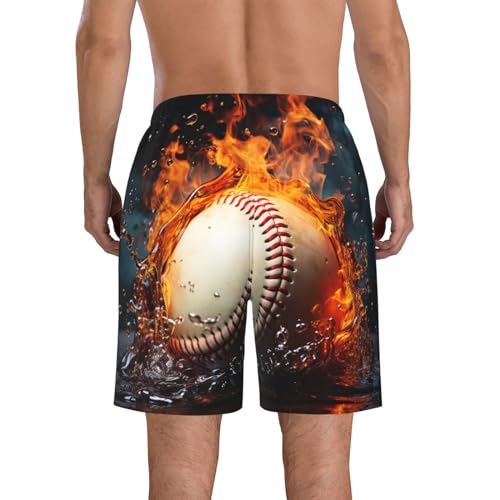 Men's Hawaiian Beach Shorts Cool Quick Dry Swim Trunks Summer Board Shorts Fire Water Baseball Ball Bathing Suit3