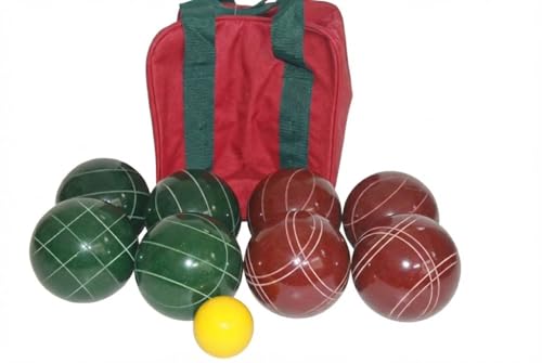 BuyBocceBalls Listing - Made in USA, Premium Quality Tournament Bocce Set - 110mm Dark red and Green Balls, Nylon Bag, 998 Grams (2 lbs. 3.2 oz.). Various Bag Colors