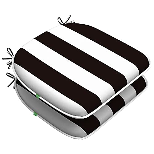 LVTXIII Outdoor Chair Cushions Set of 2 Patio Seat Cushions D16xW17 Inch with Ties for Patio Furniture Chairs Home Garden Use Cabana Black