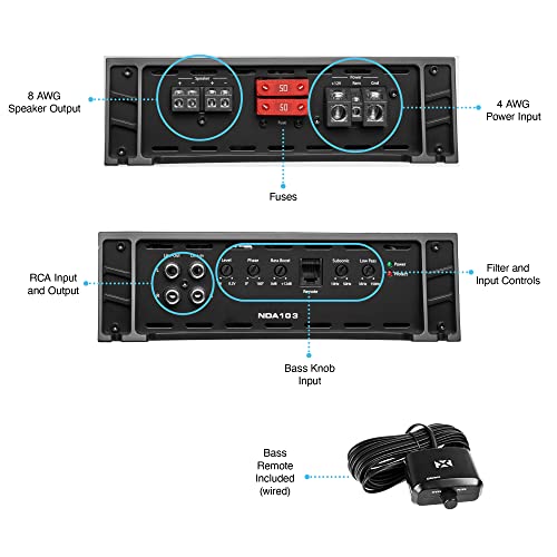 Nvx Nda103 1000 Watt Rms N-Series Class D 1-Ohm Stable Monoblock Amplifier (Cea-2006 Compliant) With Included Bass Remote Knob #TOP4