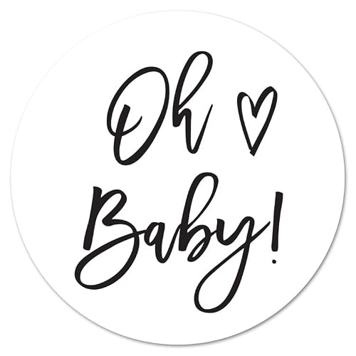 1.5-Inch Round Oh Baby Stickers - Set of 60 (Black)