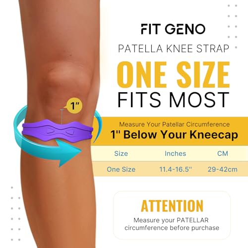 Image of Fit Geno Knee Strap Patella Support: Knee Band for Patellar Tendon Pain Relief - Knee Brace for Tendonitis Jumpers Running Sports Basketball Men Women 2 Packs (Purple)