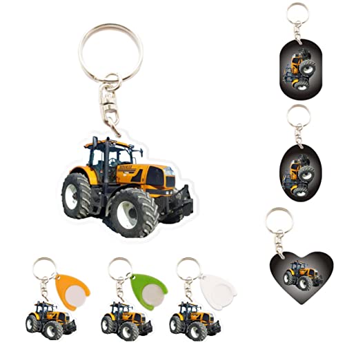 Porte-clés Tracteur De Ferme Mignons - Lot De 6, En PVC, Design Récolte, Pour Enfants, Fêtes, Cadeaux (couleurs Assorties)