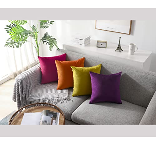 Throw Pillow Covers 18X18 Decorative Velvet Pillow Covers Set Of 4 Solid Multicolor Sofa & Couch Pillow Covers Modern Design Colorful Throw Pillows Cover Great Cushion Cover For Home Decor No Inserts #TOP5