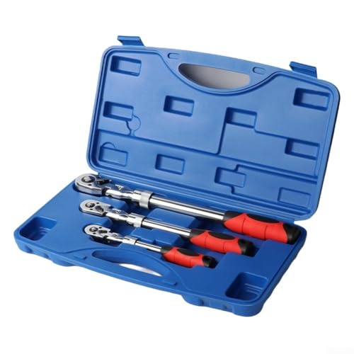 PFXNGMS 3PCS 72 Tooth Head Ratchet Wrench, Ratchet Wrench Set 72 Tooth Extendable Spanner, Extendable Spanner Hand Tool for Auto Repair