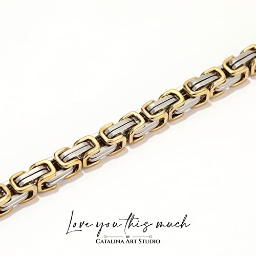 To My Man Cuban Link Bracelet For Him, Romantic Birthday Gifts For Him, Jewelry For Him, Best Gifts For Husband From Wife 8Mm Stainless Steel 8.25" Width, Husband Who Has Everything Gift Ideas (Silver-Gold, Stainless Steel) #TOP4