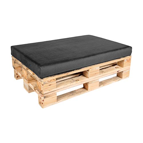 TexDeko BeSmart Palettenkissen 120x80x12cm mit Abperleffekt Palettenauflage Samt-Stoff Bezug mit Reißverschluss waschbar für Palettenpolster (Anthrazit)