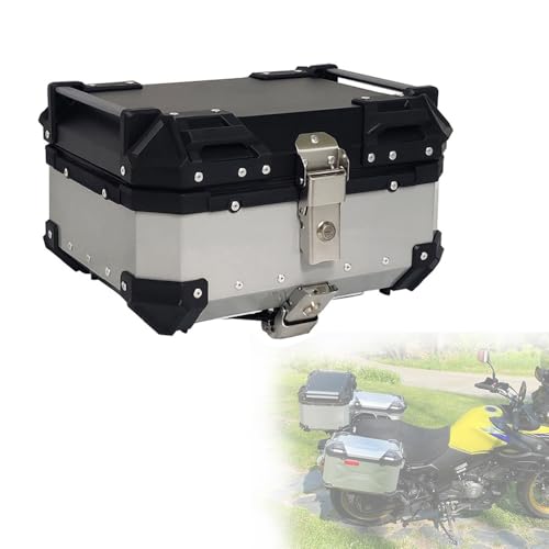 Top Case Moto en Aluminium 45L Noir avec Serrure de Sécurité Étanche