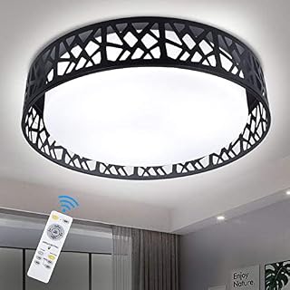 Depuley 35W Dimmable LED Ceiling Light with Remote, Flush Mount Ceiling Lamp for Bedroom/Dining Room/Living Room/Office Lighting, Timing, 3000K-6000K, 3 Color Changeable (Black)