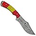 PAL 2000 SBRR-9411 Cuchillo de Hoja de Acero de Damasco Hecho a Mano Personalizado Hueso de Camello Mango de la Bandera española 20 cm con Funda Chef Cocina Billet Plegable Camping Cubiertos joyería