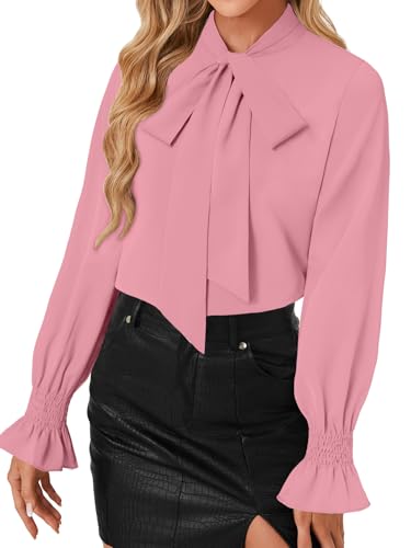 Image of LYANER Women's Bow Tie Neck Business Work Blouse