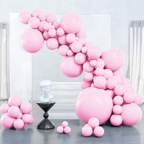 Image of PartyWoo Baby Pink Balloons 127pcs Different Sizes of 36 18 12 10 5 Inch Pastel Pale Light Pink Balloons Arch Kit Garland for Baby Shower Gender Reveal Birthday Princess Party Decorations Pink-Q05