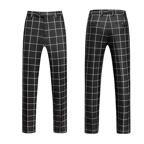 UNINUKOO Men's Suits 2 Piece Plaid Double Breasted Slim Fit Checkered Wedding Casual Homecoming Tuxedo Jacket Dress Pants Set4