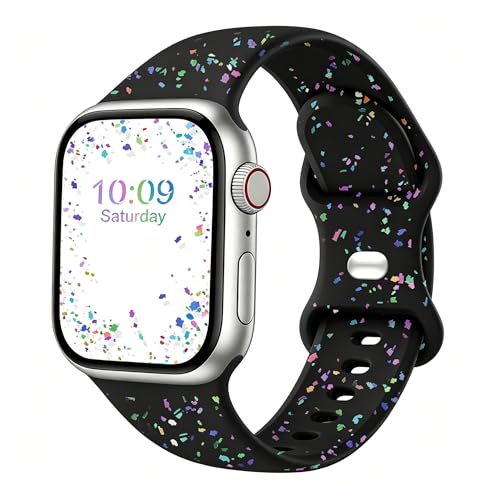 Image of Sport Bands Compatible with Apple Watch Band Women Men 40mm 38mm 41mm 42mm 44mm 45mm 46mm 49mm ,Soft Wristband Waterproof Replacement Strap for iWatch Bands Series 11 10 9 8 7 6 5 4 3 2 1 SE Ultra Black
