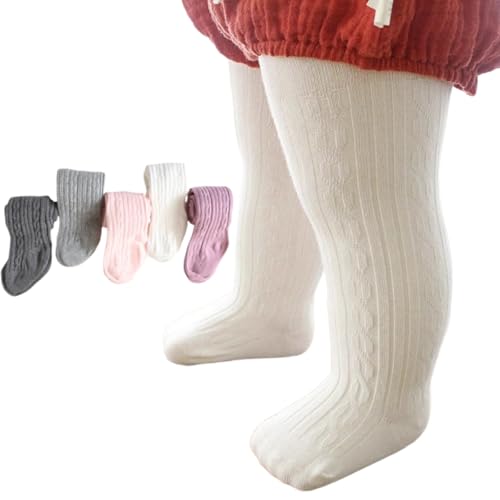 5 Pairs Baby Girl's One-Piece Stockings Socks for 0-6 Years Old, Soft Cotton Braided Foot Socks for Infants Toddlers