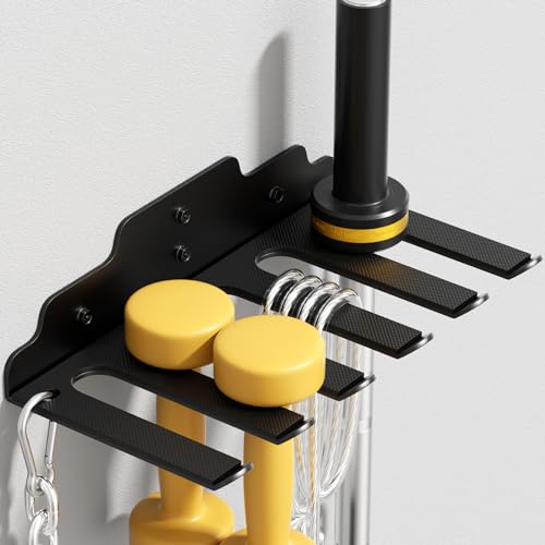 Image of JNIHEEP Olympic Barbell Hanger,Garage Gym Bar Wall Rack,Vertical Barbell Mount Rack,Black Powder Coated,Space Saving Commercial or Home Gym Accessory,Holds Under 33mm Bar Size
