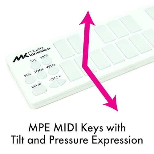 Muse Kinetics K-Board-C | Contrôleur de clavier MIDI USB MPE 25 touches coloré avec USB-C (neige) – vue 4