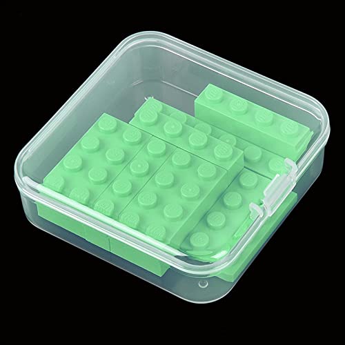 Image of Goodma 100 Pieces Square Mini Clear Plastic Storage Box, 2.56x2.56x0.79 in | Empty, Organizer Containers, Hinged Lids, For Small Items, For Craft Projects