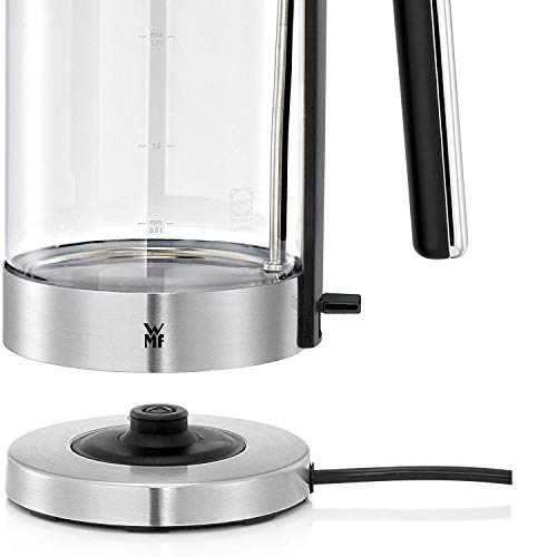 WMF Lono Wasserkocher Glas 1,7 Liter, Glaswasserkocher mit Kalkfilter, kabellos, 3000 Watt, edelstahl matt 4