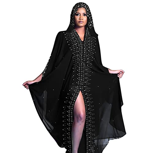IWEMEK Damen Offene Vorderseite, lockere Passform, Fledermausärmel, lange Ärmel, Abaya, Dubai, Kaftan, türkisch, muslimisch, Hijab, Chiffon,...