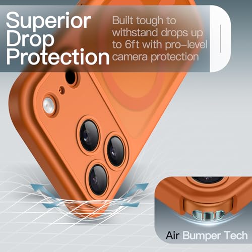 Image of JETech Magnetic Case for iPhone 17 Pro 6.3-Inch Compatible with MagSafe, Shockproof Slim Phone Cover with Built-in Camera Control Button, Matte Translucent Back (Orange)