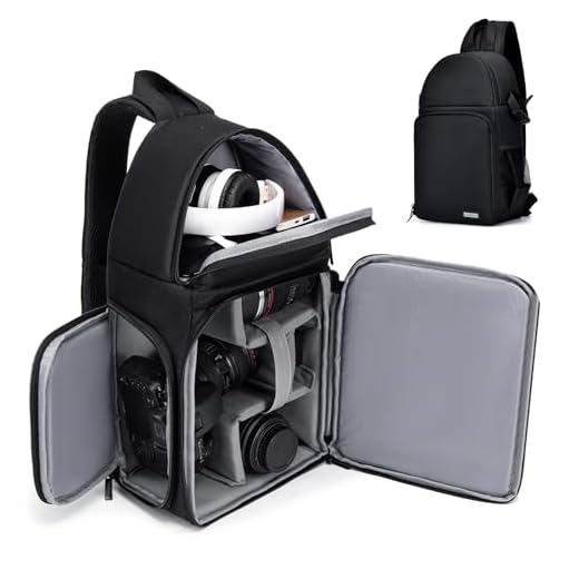 CADeN Camera Bag Sling Backpack for DSLR/SLR Mirrorless Camera Waterproof, Camera Case Compatible for Sony Canon Nikon Camera and Lens Tripod Accessories Black