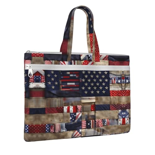 American Flag Patchwork Canvas Document Bag Briefcase For Professionals And Executives2
