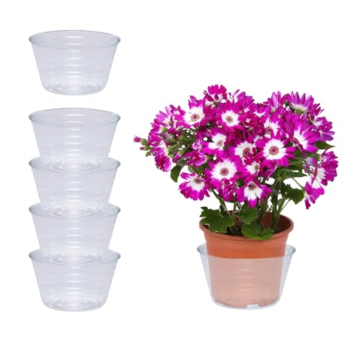 Curtis Wagner Plastics Plant Tray Basket Liner (5-Pack) - Clear, Deep (Diameter: 4.25