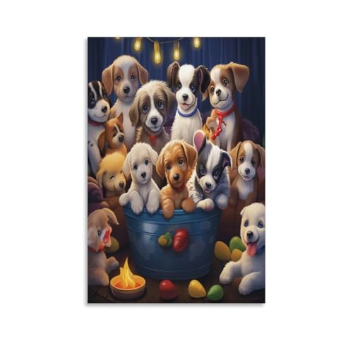Peintures sur toile chiots pour salon chaleureux 50x75 cm