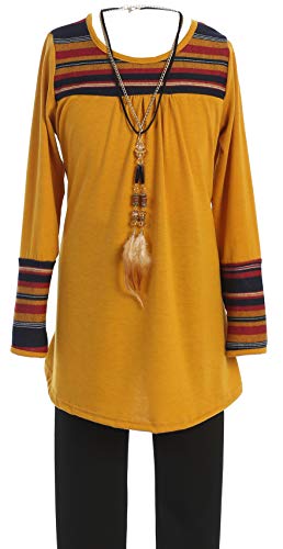 Image of 3 Pieces Top Legging Necklace Holiday Fall Winter Girls Pant Set 4-14
