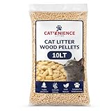 Arena para gatos a base de madera de 10 L, ultra absorbente, biodegradable, para gatos y gatitos, excelente control de olores, antibactrial, arena de pellet de madera para gatos Catvenience®, fácil de