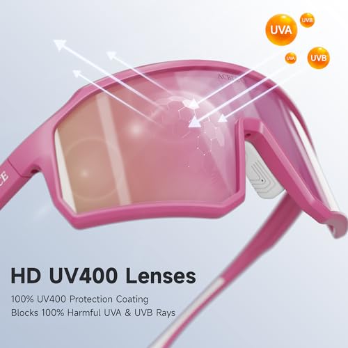 Acbluce Girls Sunglasses For Kids Youth Softball Sports Sunglasses For Cycling Baseball Running Teens Pink Age 8-16 Uv400 Glasses thumb #1