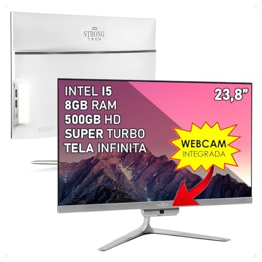 Computador All In One Intel Core i5 24" Full HD 8GB HD 500GB 4 Núcleos Super Turbo Hdmi Strong Tech