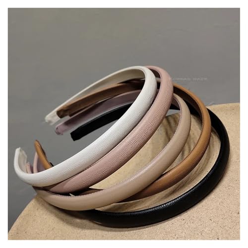 Skinny Headbands 20 Pieces Of Leather Solid Color Versatile Headbands(Pink)3