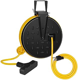 DEWENWILS 30 Ft Retractable Extension Cord Reel, Ceiling/Wall Mount 16/3 Gauge SJTW Power