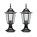 Produktbild 2er-Pack European Glass Laterne im Freien Wasserdichten Spalte Lampe Jahrgang Victoria Aluminium Dekoration Beleuchtung Villa Patio-Garten-Säule Pfosten-Tür-Licht Straßenlaterne - Schwarz