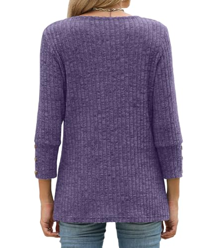 JomeDesign Womens Sweaters 3/4 Sleeve with Buttons Dressy Casual Shirts Fall Outfits Fashion Clothes 2025 Trendy S-2XL4