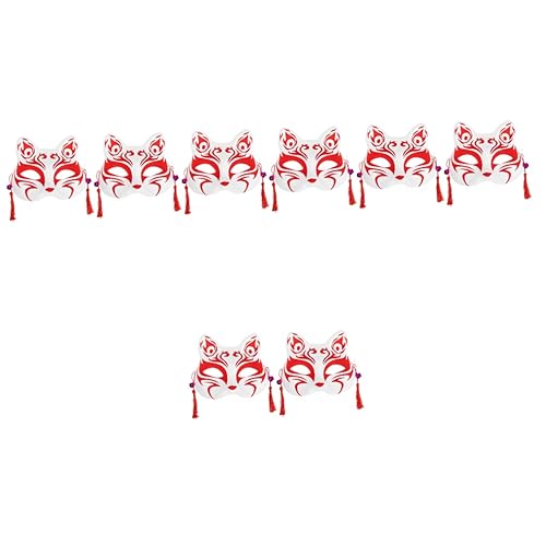 Toyvian 8 Pz Di Volpe Mezza Giapponese Animale Volpe Semimaschere Di Halloween Di Volpi Giapponesi Pvc Il Libro Degli Amici Di Natsume Peloso