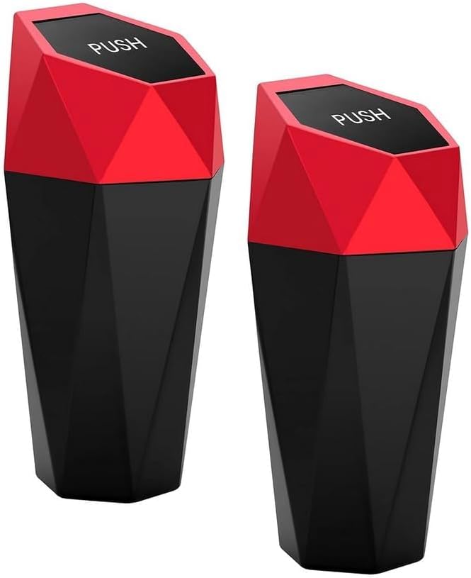 2 Pack Mini Trash Can for Chevrolet Silverado 1500 2019-2025, Leakproof Vehicle Garbage Can Multipurpose Organizers and Storage Car Accessories for Interior,Red