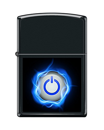 Encendedor Zippo Power Button Negro Mate Azul miniatura 1
